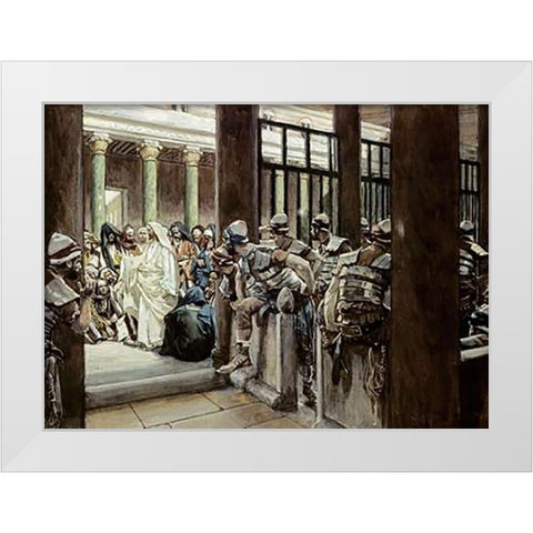 But No Man Laid Hands Upon Him White Modern Wood Framed Art Print by Tissot, James