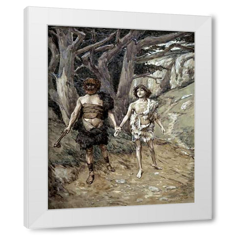 Cain Leadeth Abel To Death White Modern Wood Framed Art Print by Tissot, James