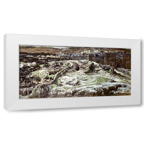 Calvary From The Walls of Herods Palace White Modern Wood Framed Art Print by Tissot, James