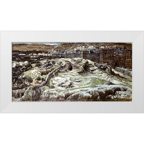 Calvary From The Walls of Herods Palace White Modern Wood Framed Art Print by Tissot, James