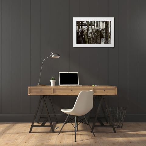 Chief Priests Take Counsel Together White Modern Wood Framed Art Print by Tissot, James