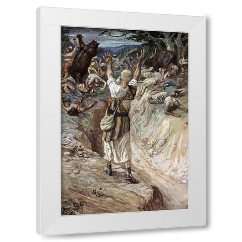 Children Devoured By Bears White Modern Wood Framed Art Print by Tissot, James
