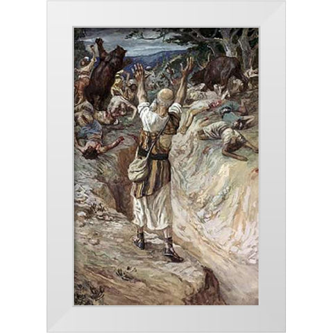 Children Devoured By Bears White Modern Wood Framed Art Print by Tissot, James