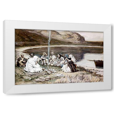 Museumist Eating With His Disciples White Modern Wood Framed Art Print by Tissot, James