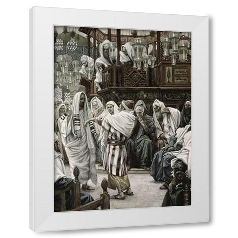 Museumist Healing The Withered Hand White Modern Wood Framed Art Print by Tissot, James
