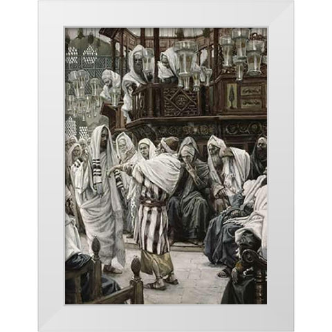 Museumist Healing The Withered Hand White Modern Wood Framed Art Print by Tissot, James
