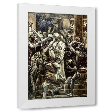 Museumist Mocked In The House of Caiaphas White Modern Wood Framed Art Print by Tissot, James