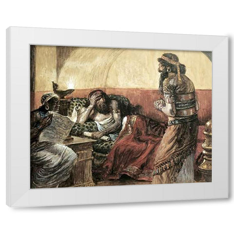 Museumonicles Are Read To Ahasuerus White Modern Wood Framed Art Print by Tissot, James