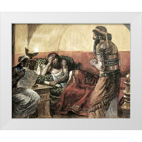 Museumonicles Are Read To Ahasuerus White Modern Wood Framed Art Print by Tissot, James
