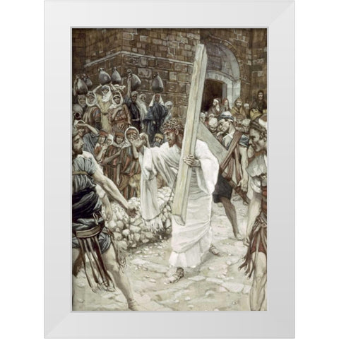 Daughters of Jerusalem White Modern Wood Framed Art Print by Tissot, James Jacques
