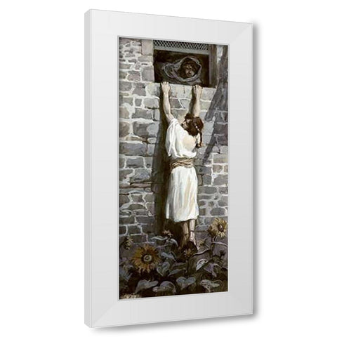 David Makes His Escape White Modern Wood Framed Art Print by Tissot, James
