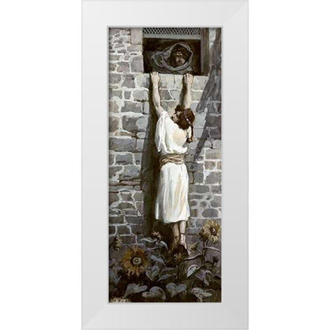 David Makes His Escape White Modern Wood Framed Art Print by Tissot, James