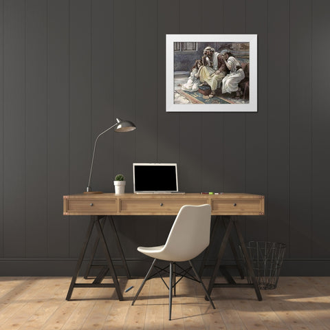 David Mourns His Son Ammon White Modern Wood Framed Art Print by Tissot, James