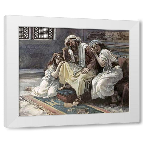 David Mourns His Son Ammon White Modern Wood Framed Art Print by Tissot, James