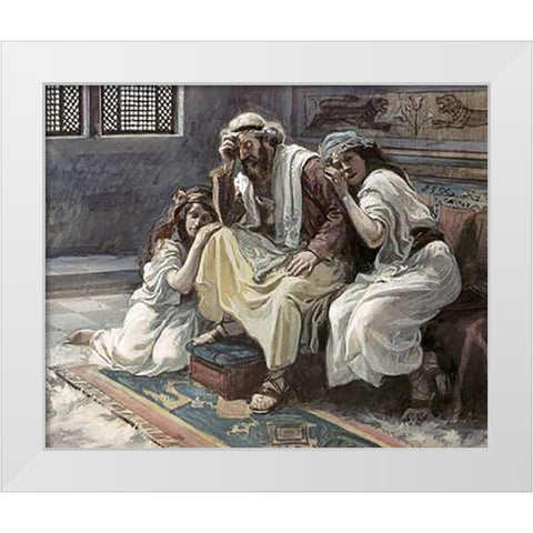 David Mourns His Son Ammon White Modern Wood Framed Art Print by Tissot, James