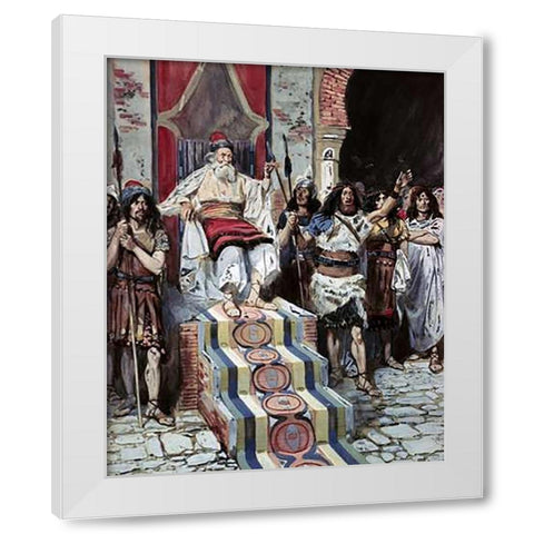 David Sees The Messenger Arrive White Modern Wood Framed Art Print by Tissot, James