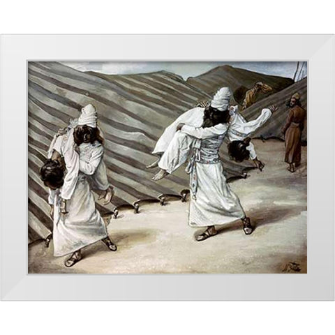 Dead Bodies Carried Away White Modern Wood Framed Art Print by Tissot, James