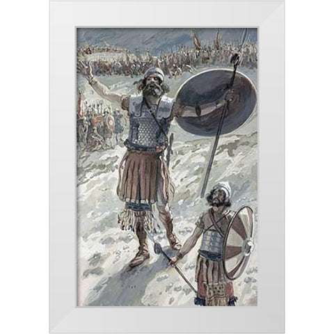 Defiance of Goliath White Modern Wood Framed Art Print by Tissot, James