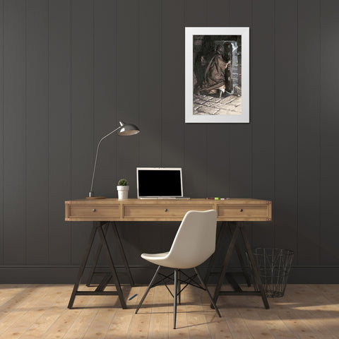 Departure of Judas White Modern Wood Framed Art Print by Tissot, James