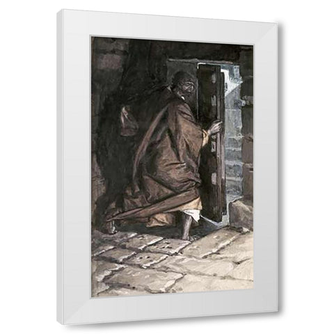 Departure of Judas White Modern Wood Framed Art Print by Tissot, James