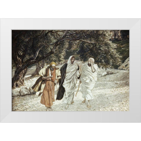 Disciples On The Road To Emmaus White Modern Wood Framed Art Print by Tissot, James Jacques