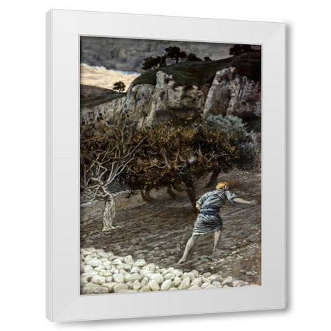 Enemy Sowing Tares White Modern Wood Framed Art Print by Tissot, James Jacques