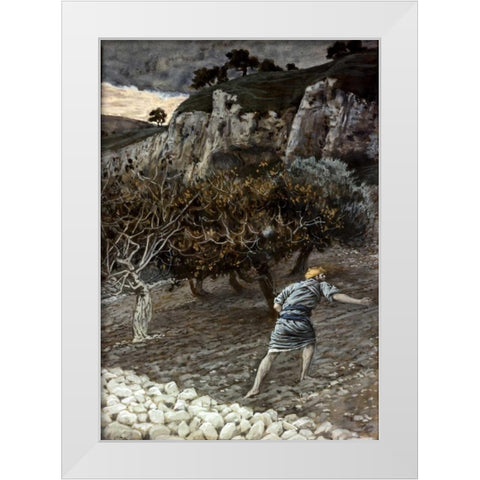 Enemy Sowing Tares White Modern Wood Framed Art Print by Tissot, James Jacques