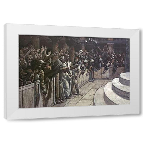 False Witness Before Caiaphas White Modern Wood Framed Art Print by Tissot, James