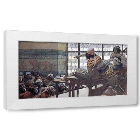 Feast of Adoni-Bezek White Modern Wood Framed Art Print by Tissot, James