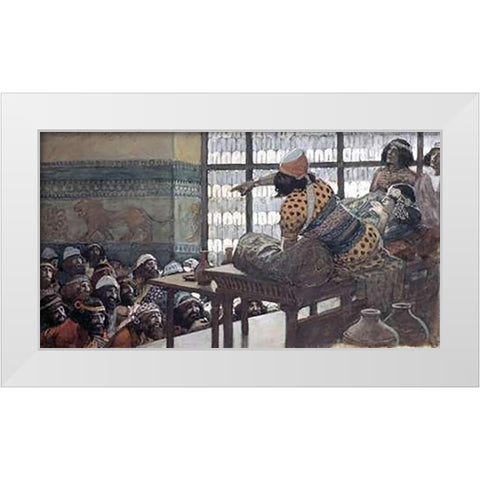 Feast of Adoni-Bezek White Modern Wood Framed Art Print by Tissot, James