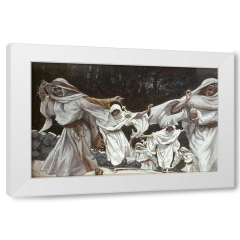 Foolish Virgins White Modern Wood Framed Art Print by Tissot, James