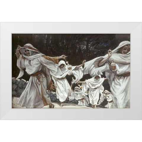 Foolish Virgins White Modern Wood Framed Art Print by Tissot, James