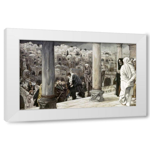 Gentiles Ask To See Jesus White Modern Wood Framed Art Print by Tissot, James Jacques