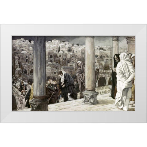 Gentiles Ask To See Jesus White Modern Wood Framed Art Print by Tissot, James Jacques