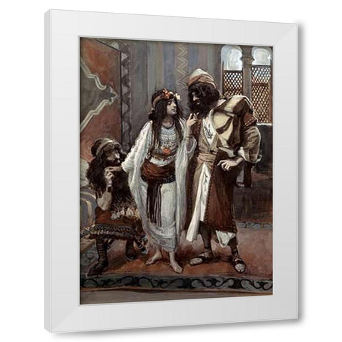 Harlot of Jericho and The Two Spies White Modern Wood Framed Art Print by Tissot, James