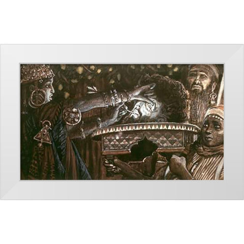 Head of John The Baptist On a Charger White Modern Wood Framed Art Print by Tissot, James