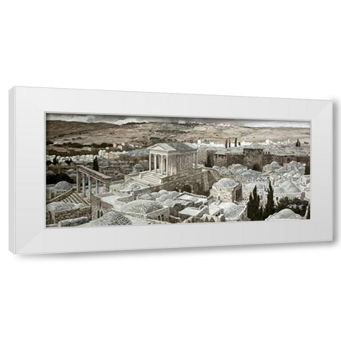 Heathen Temple On Golgotha White Modern Wood Framed Art Print by Tissot, James