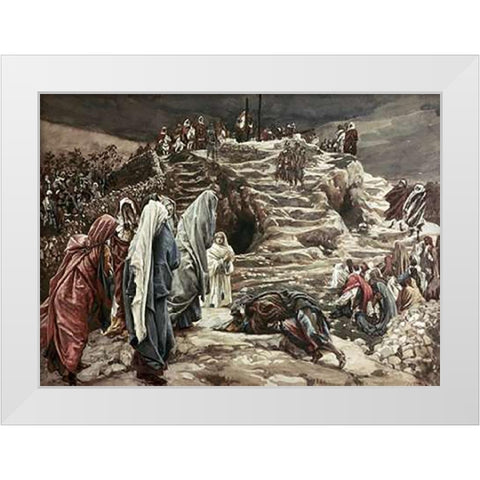 Holy Women Look On From Afar White Modern Wood Framed Art Print by Tissot, James