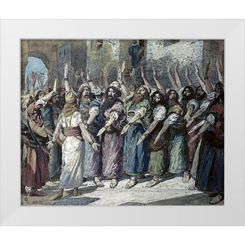 Israelites Declare Vengeance White Modern Wood Framed Art Print by Tissot, James