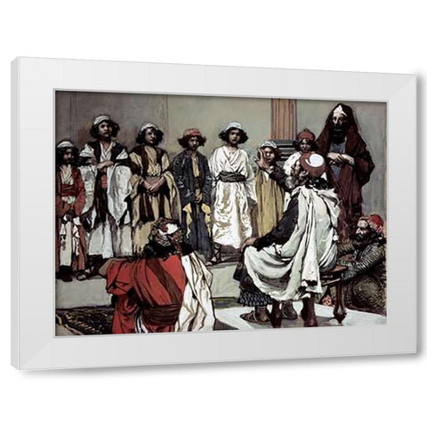 Jesse Presents His Sons To Samuel White Modern Wood Framed Art Print by Tissot, James