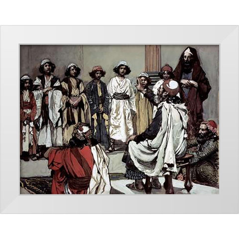 Jesse Presents His Sons To Samuel White Modern Wood Framed Art Print by Tissot, James
