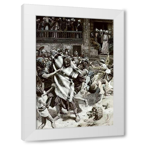 Jesus Before Herod White Modern Wood Framed Art Print by Tissot, James