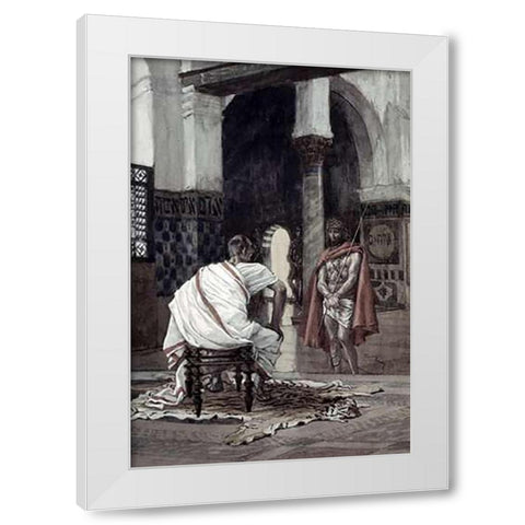 Jesus Before Pilate For The Second Time White Modern Wood Framed Art Print by Tissot, James