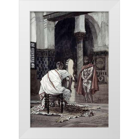 Jesus Before Pilate For The Second Time White Modern Wood Framed Art Print by Tissot, James