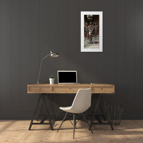 Jesus Leaves The Judgement Hall White Modern Wood Framed Art Print by Tissot, James Jacques