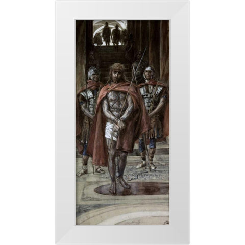 Jesus Leaves The Judgement Hall White Modern Wood Framed Art Print by Tissot, James Jacques