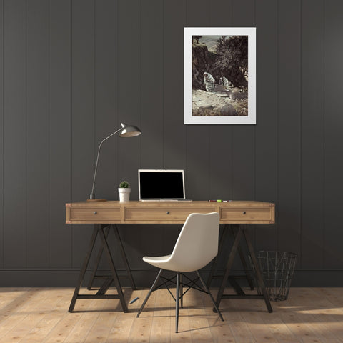 Jesus On His Way To Ephraim White Modern Wood Framed Art Print by Tissot, James