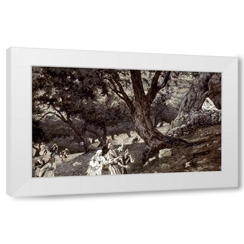 Jesus Went Out To a Desert Place White Modern Wood Framed Art Print by Tissot, James