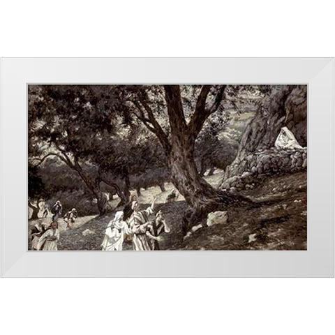 Jesus Went Out To a Desert Place White Modern Wood Framed Art Print by Tissot, James