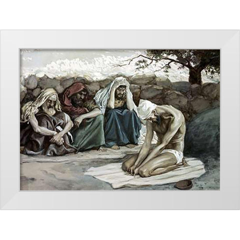 Job and His Three Friends White Modern Wood Framed Art Print by Tissot, James